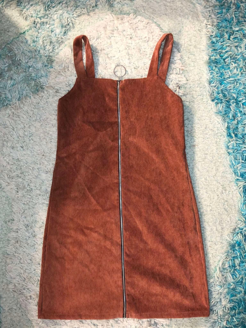 Popular Basics Chestnut Brown Zip-Front Mini Dress
